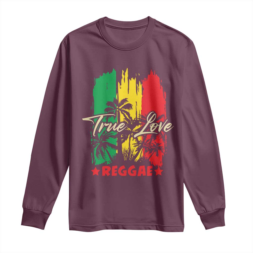 True Love Reggae Long Sleeve Shirt Jamaican Rasta Music Palm Tree - Wonder Print Shop