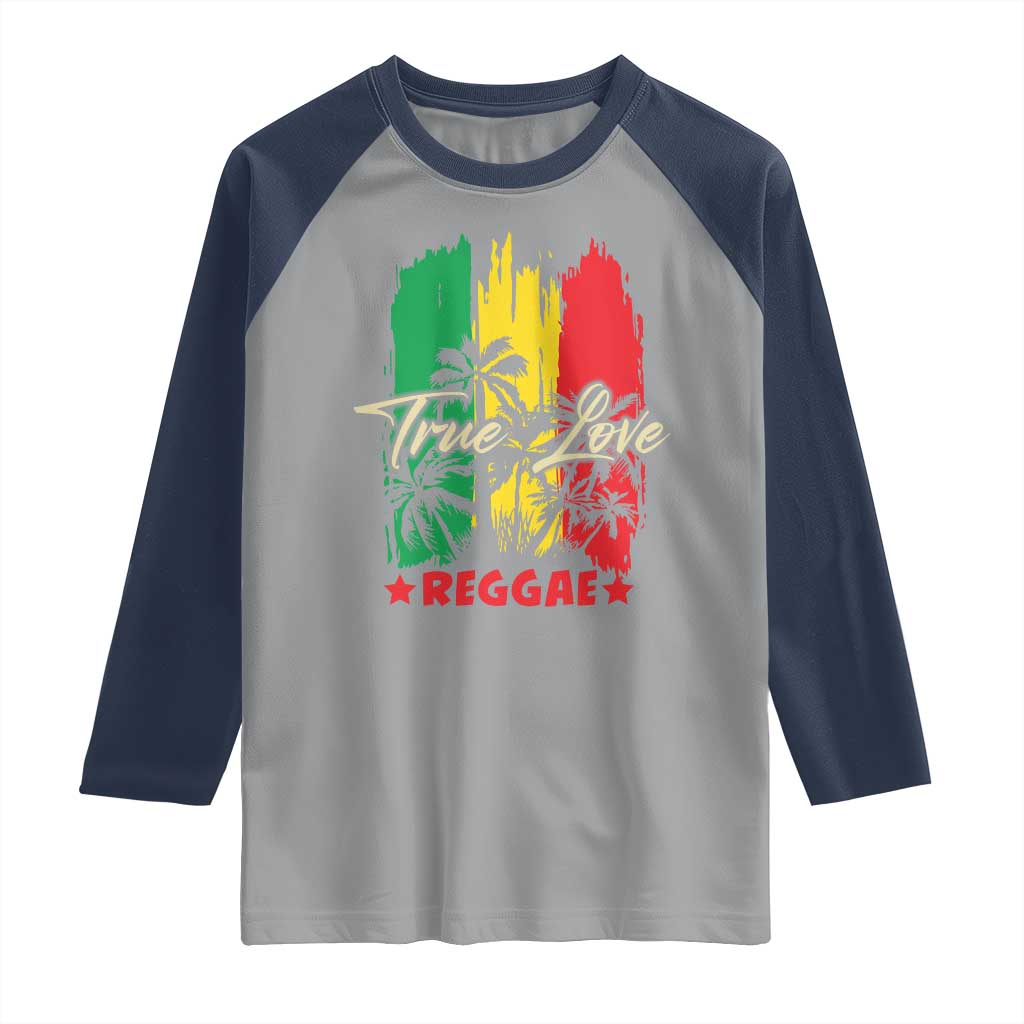 True Love Reggae Raglan Shirt Jamaican Rasta Music Palm Tree - Wonder Print Shop