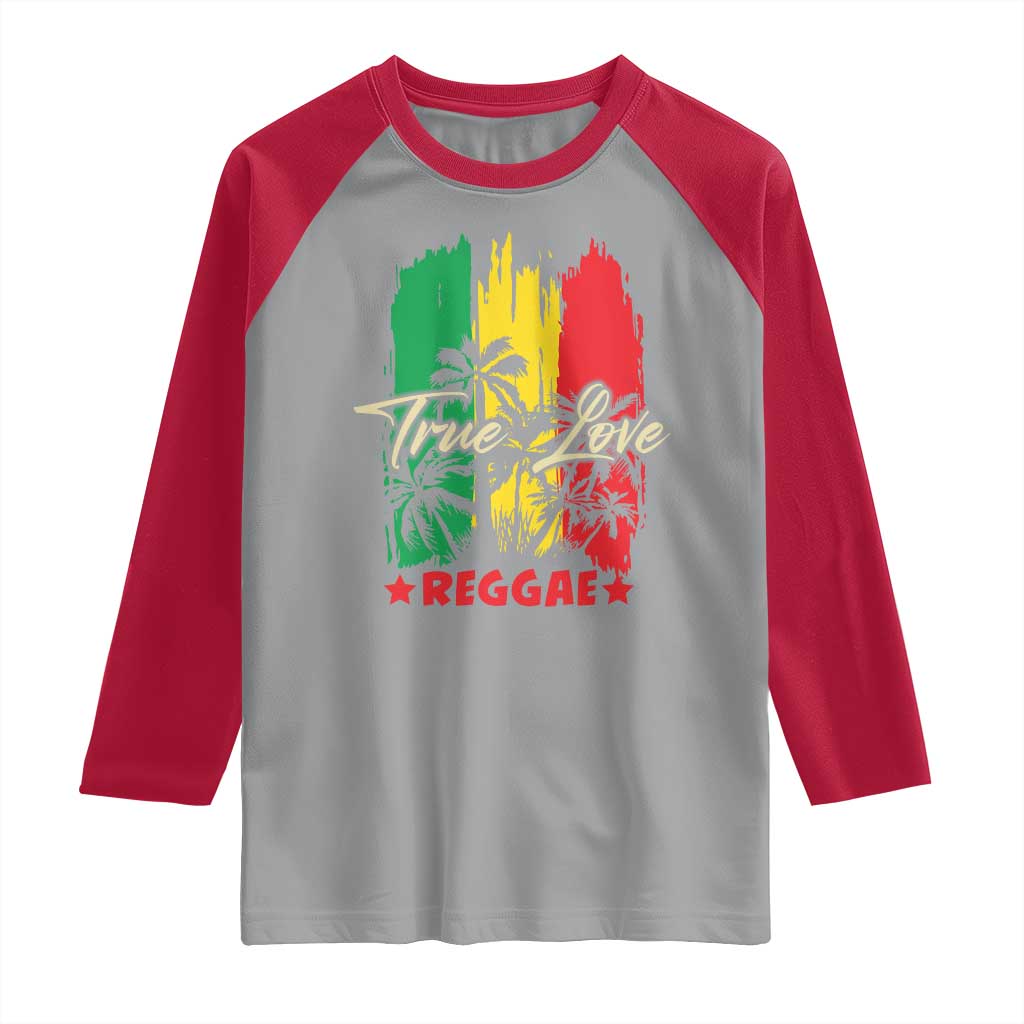 True Love Reggae Raglan Shirt Jamaican Rasta Music Palm Tree - Wonder Print Shop