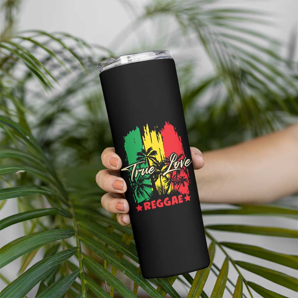 True Love Reggae Skinny Tumbler Jamaican Rasta Music Palm Tree - Wonder Print Shop