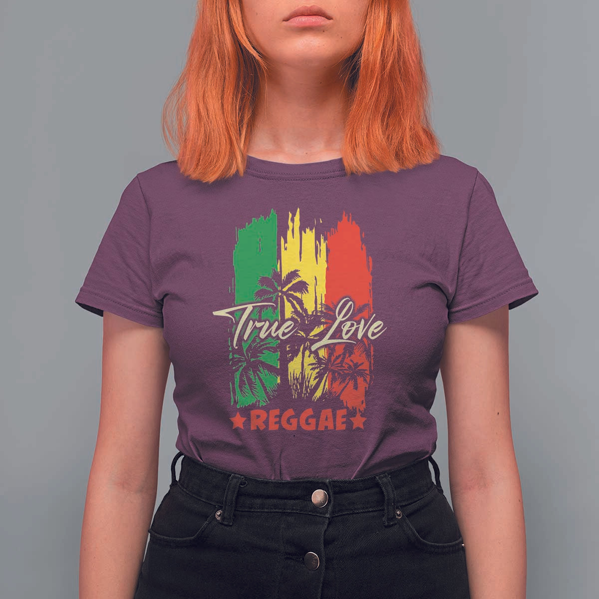 True Love Reggae T Shirt For Women Jamaican Rasta Music Palm Tree - Wonder Print Shop