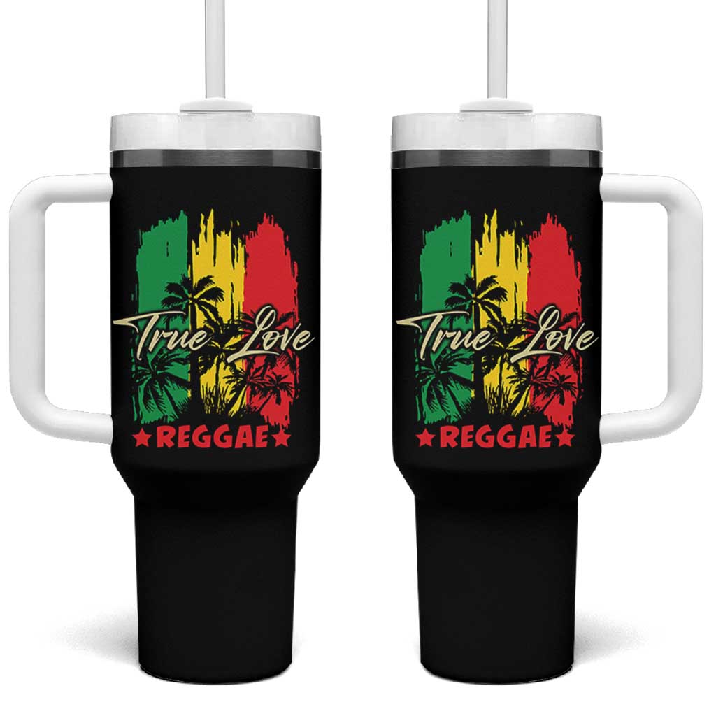 True Love Reggae Tumbler With Handle Jamaican Rasta Music Palm Tree - Wonder Print Shop