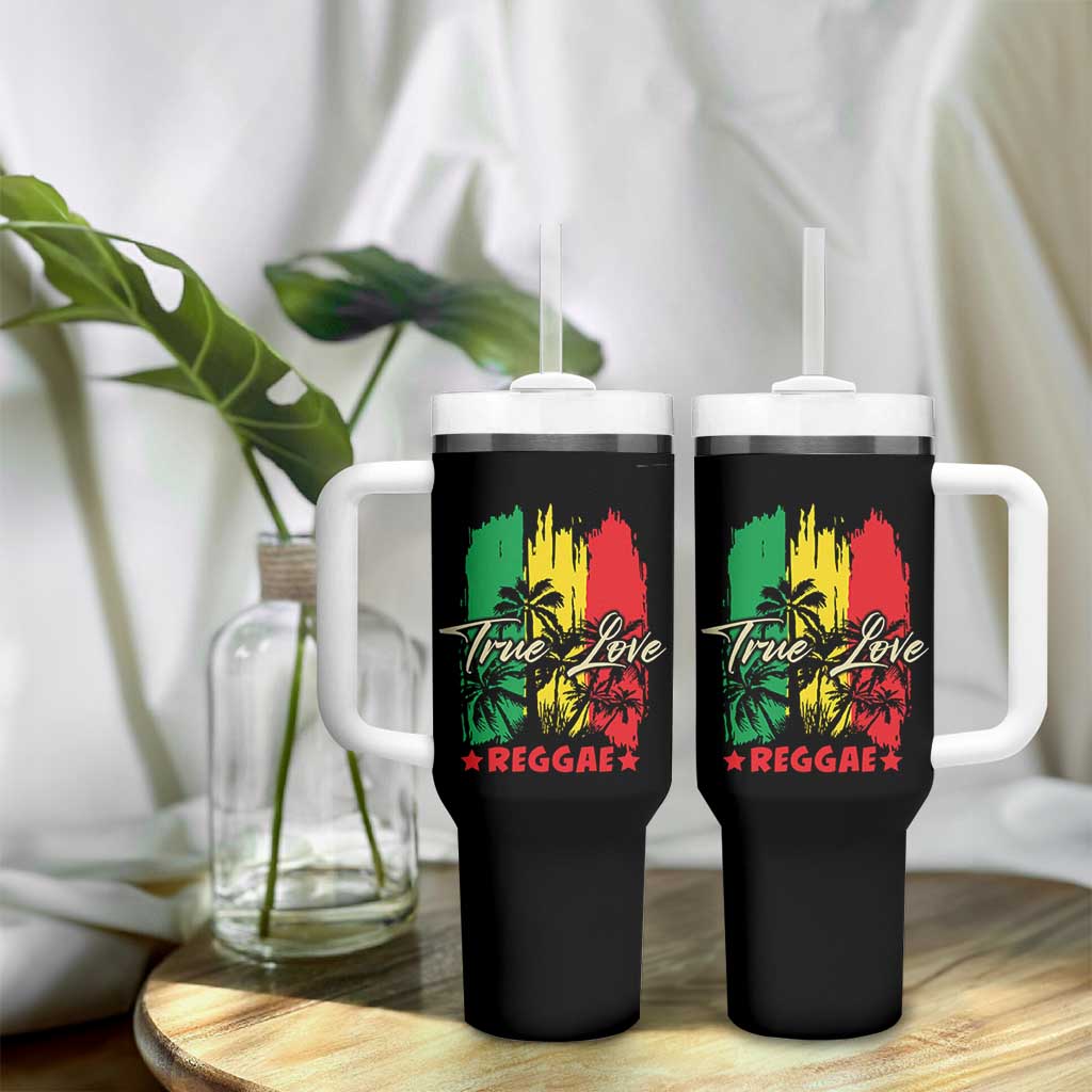 True Love Reggae Tumbler With Handle Jamaican Rasta Music Palm Tree - Wonder Print Shop