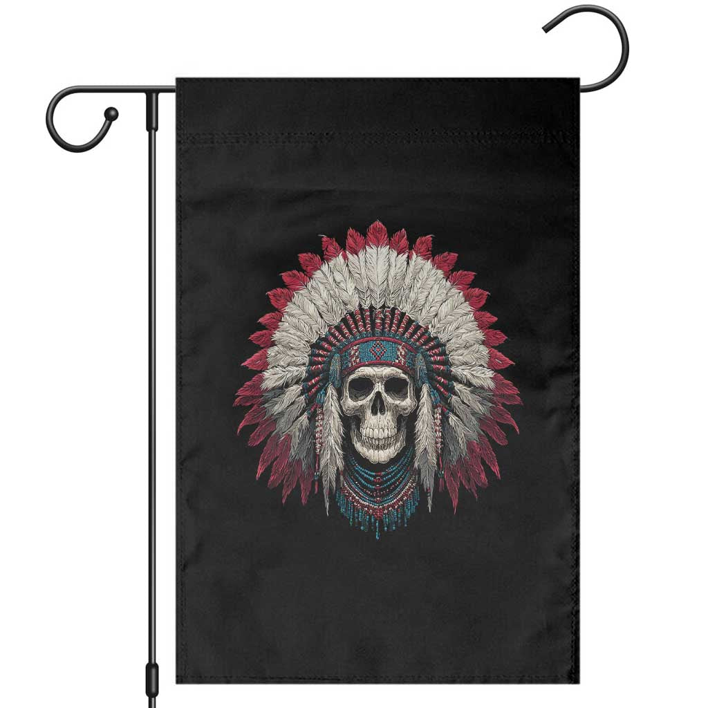 Native American Indian Chief Skull Headdress Garden Flag - Wonder Print Shop