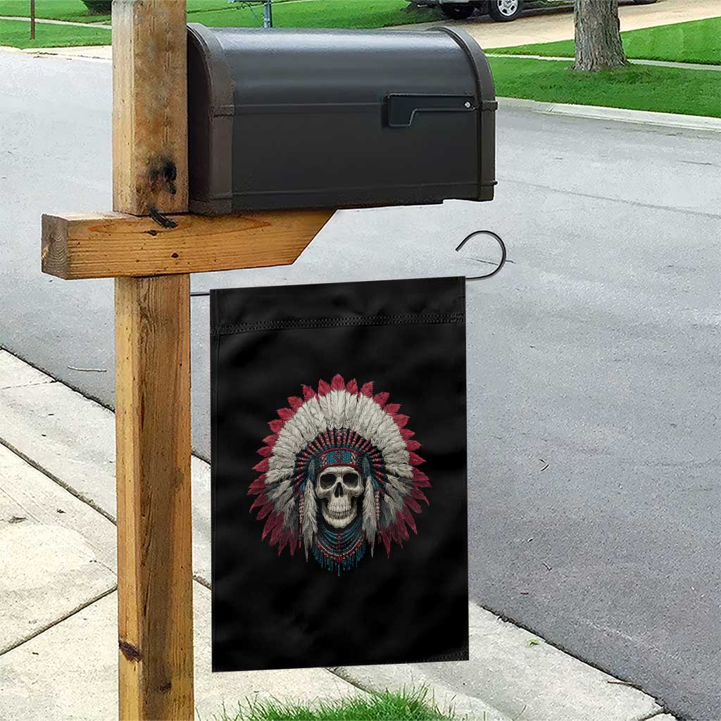 Native American Indian Chief Skull Headdress Garden Flag - Wonder Print Shop