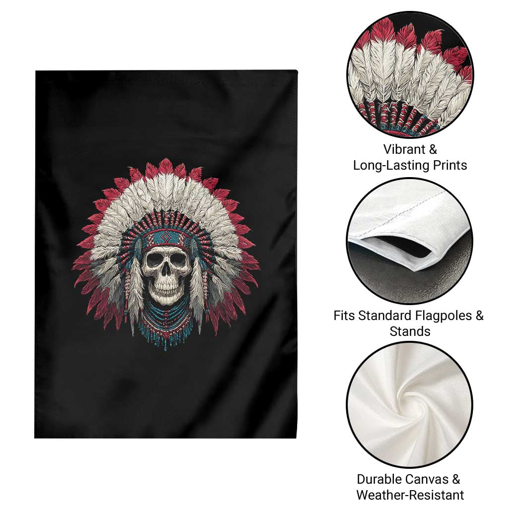 Native American Indian Chief Skull Headdress Garden Flag - Wonder Print Shop