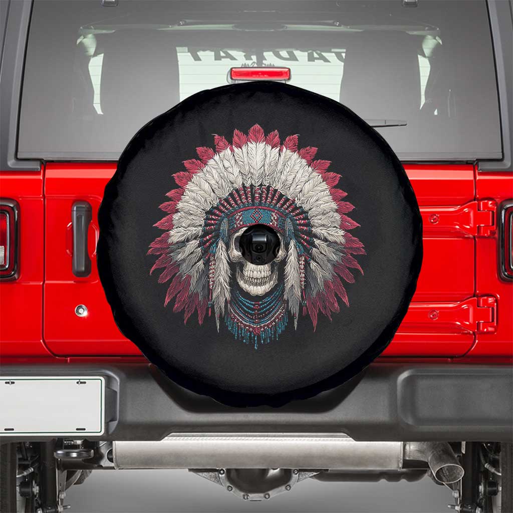 Native American Indian Chief Skull Headdress Spare Tire Cover - Wonder Print Shop