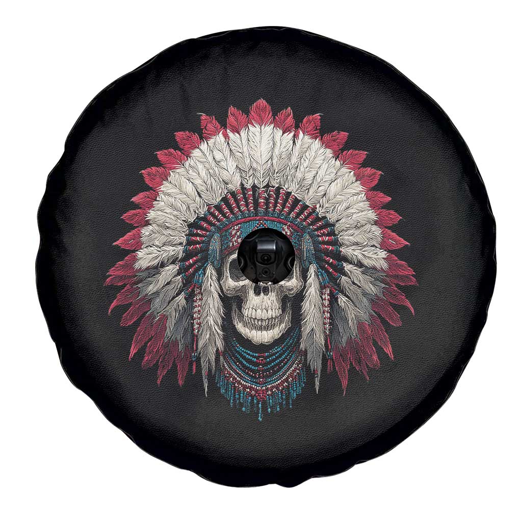 Native American Indian Chief Skull Headdress Spare Tire Cover - Wonder Print Shop