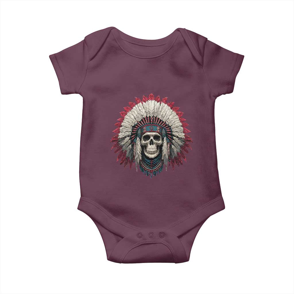 Native American Indian Chief Skull Headdress Baby Onesie - Wonder Print Shop