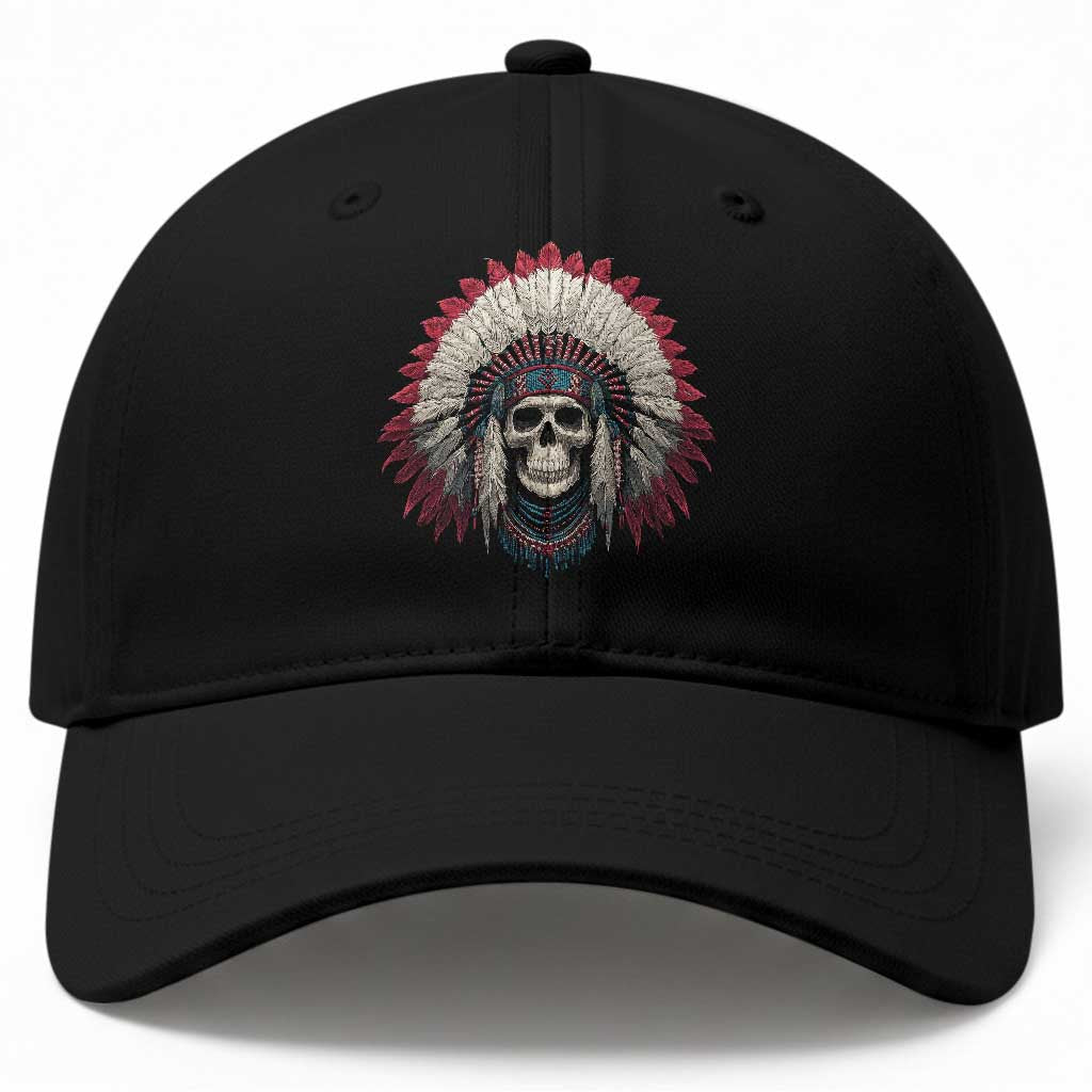 Native American Indian Chief Skull Headdress Baseball Cap