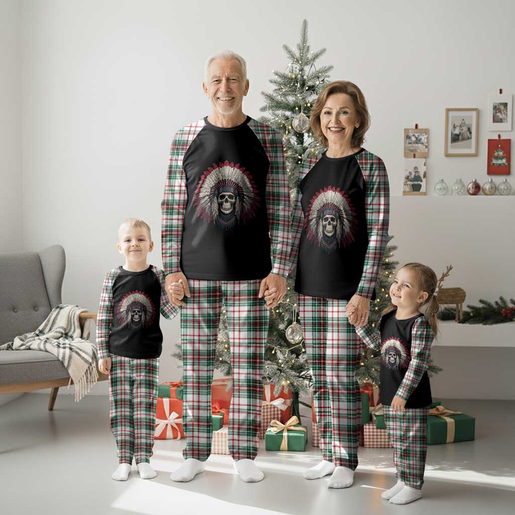 Native American Indian Chief Skull Headdress Plaid Pajama Set