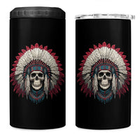 Native American Indian Chief Skull Headdress 4 in 1 Can Cooler Tumbler - Wonder Print Shop