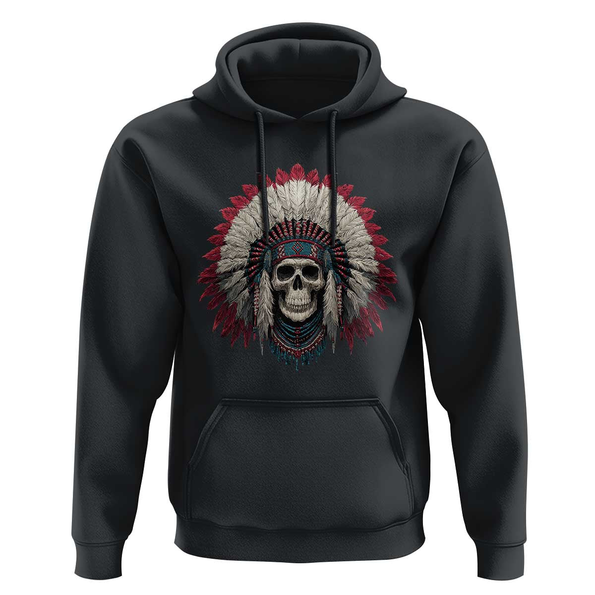 Native American Indian Chief Skull Headdress Hoodie - Wonder Print Shop
