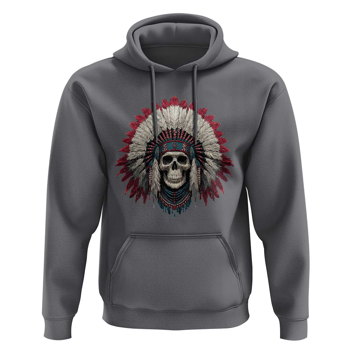 Native American Indian Chief Skull Headdress Hoodie - Wonder Print Shop