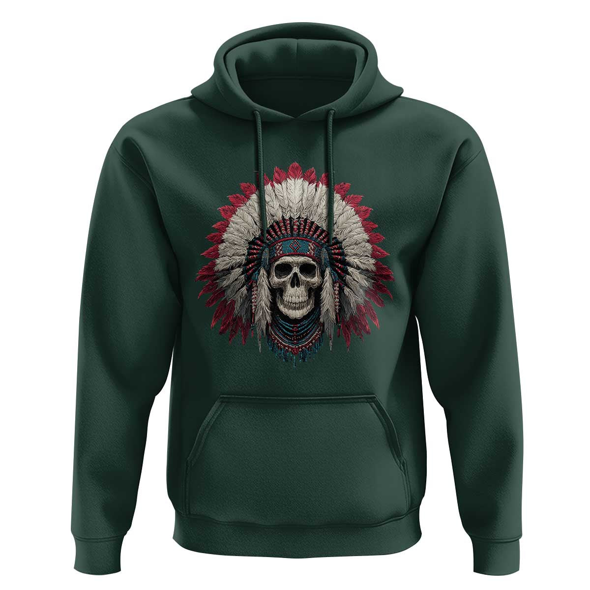 Native American Indian Chief Skull Headdress Hoodie - Wonder Print Shop
