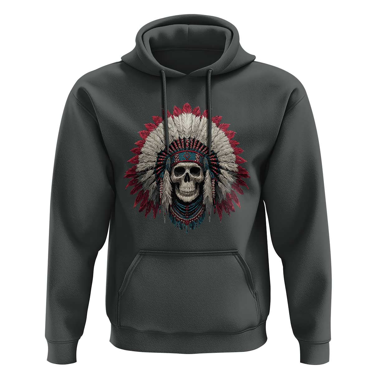 Native American Indian Chief Skull Headdress Hoodie - Wonder Print Shop