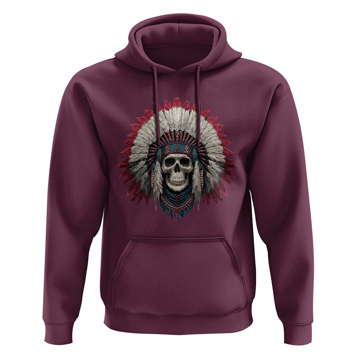 Native American Indian Chief Skull Headdress Hoodie - Wonder Print Shop