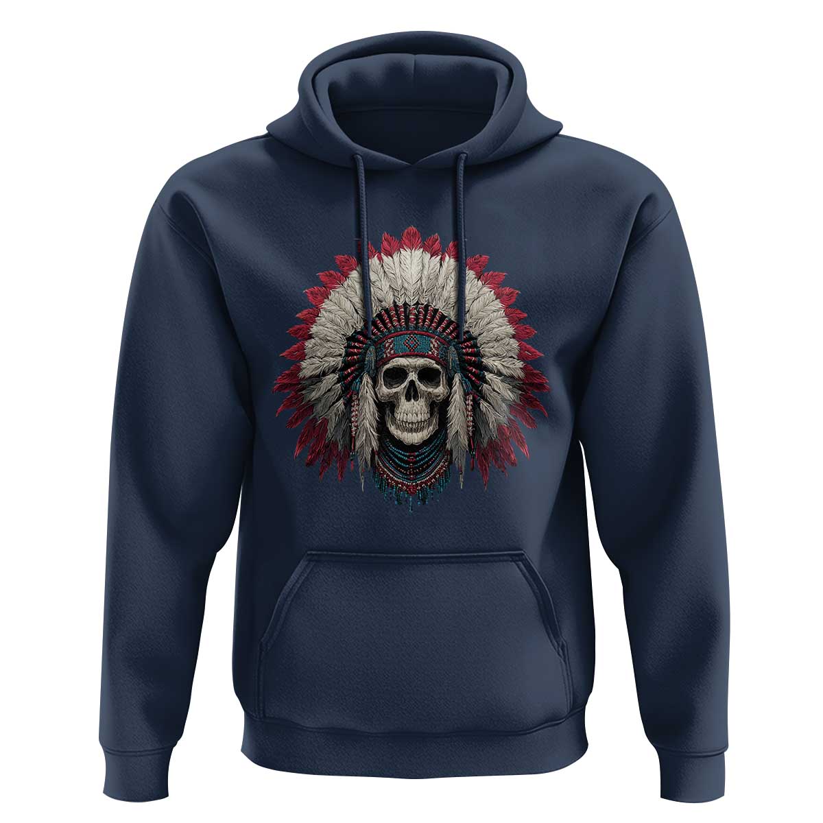 Native American Indian Chief Skull Headdress Hoodie - Wonder Print Shop