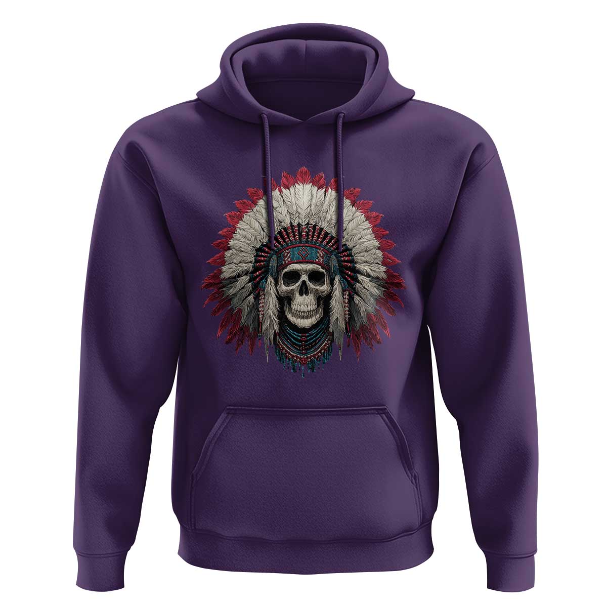 Native American Indian Chief Skull Headdress Hoodie - Wonder Print Shop