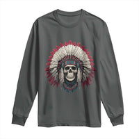 Native American Indian Chief Skull Headdress Long Sleeve Shirt - Wonder Print Shop