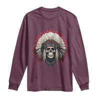 Native American Indian Chief Skull Headdress Long Sleeve Shirt - Wonder Print Shop