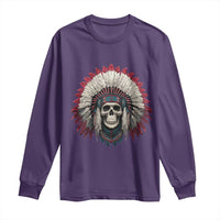 Native American Indian Chief Skull Headdress Long Sleeve Shirt - Wonder Print Shop