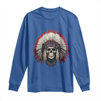 Native American Indian Chief Skull Headdress Long Sleeve Shirt - Wonder Print Shop