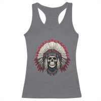 Native American Indian Chief Skull Headdress Racerback Tank Top - Wonder Print Shop