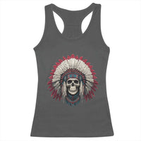 Native American Indian Chief Skull Headdress Racerback Tank Top - Wonder Print Shop