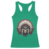 Native American Indian Chief Skull Headdress Racerback Tank Top - Wonder Print Shop