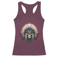 Native American Indian Chief Skull Headdress Racerback Tank Top - Wonder Print Shop