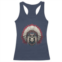 Native American Indian Chief Skull Headdress Racerback Tank Top - Wonder Print Shop