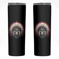 Native American Indian Chief Skull Headdress Skinny Tumbler - Wonder Print Shop