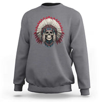 Native American Indian Chief Skull Headdress Sweatshirt - Wonder Print Shop