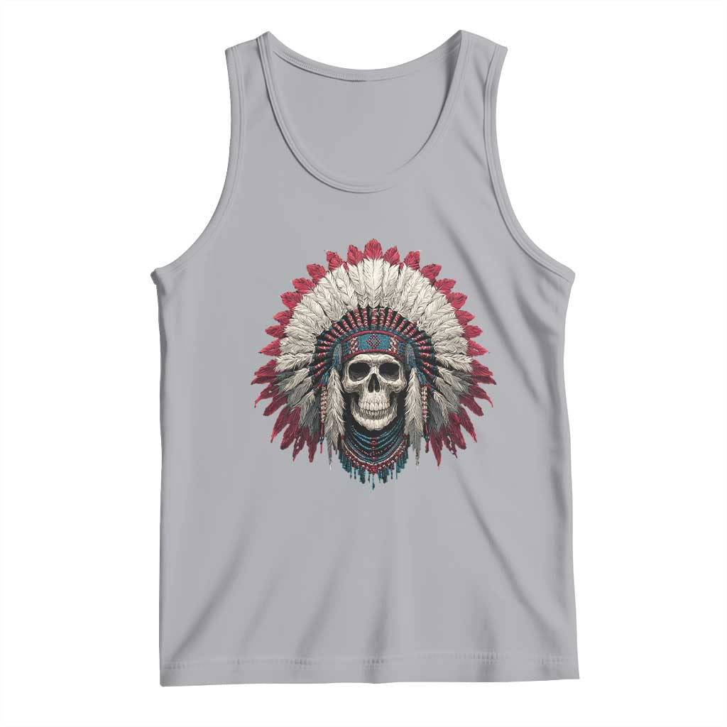Native American Indian Chief Skull Headdress Tank Top - Wonder Print Shop