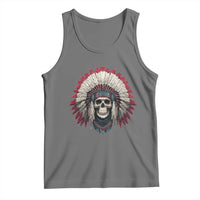 Native American Indian Chief Skull Headdress Tank Top - Wonder Print Shop