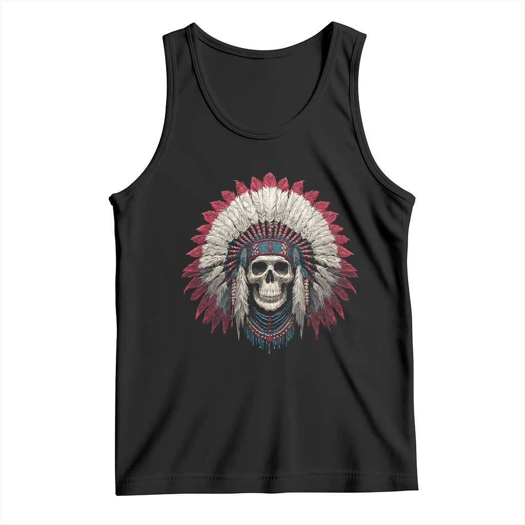 Native American Indian Chief Skull Headdress Tank Top - Wonder Print Shop