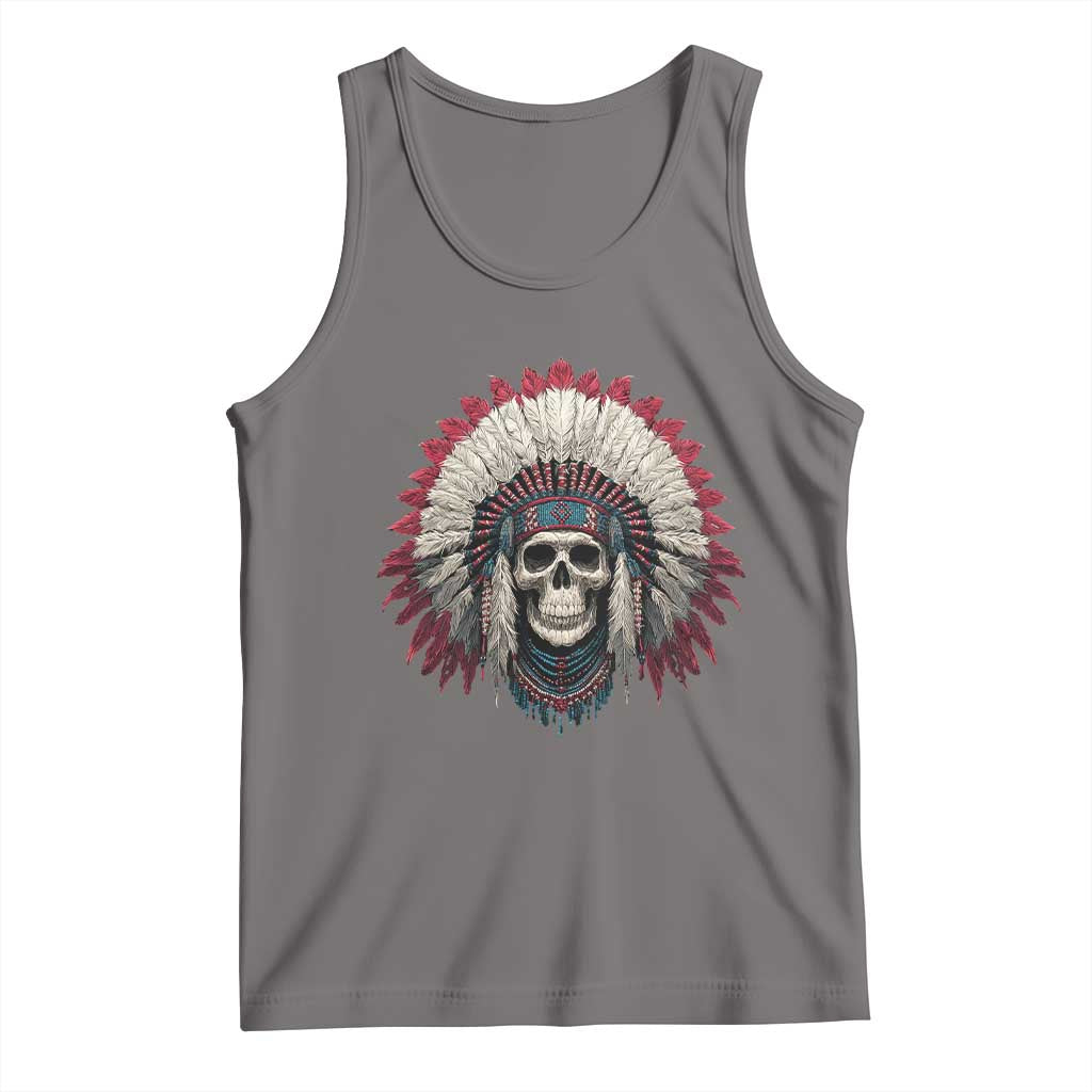 Native American Indian Chief Skull Headdress Tank Top - Wonder Print Shop