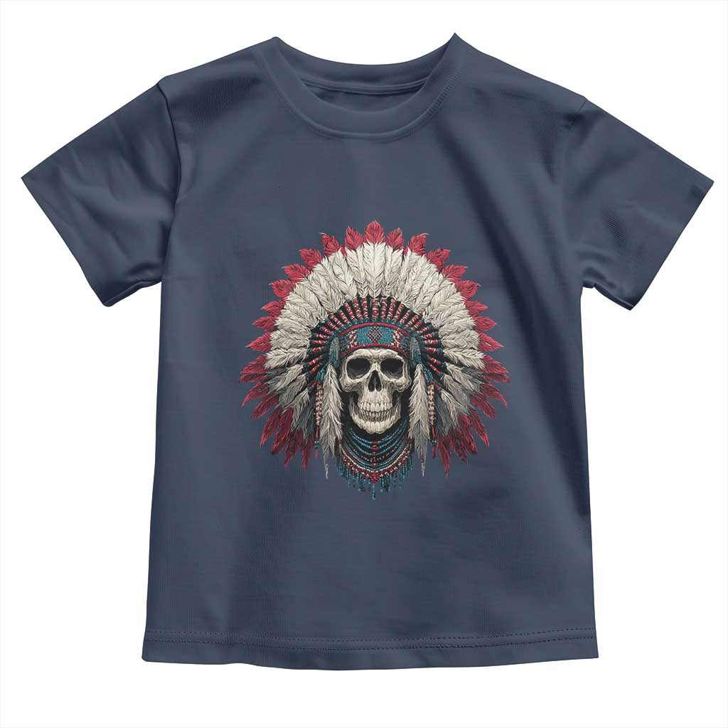 Native American Indian Chief Skull Headdress Toddler T Shirt - Wonder Print Shop