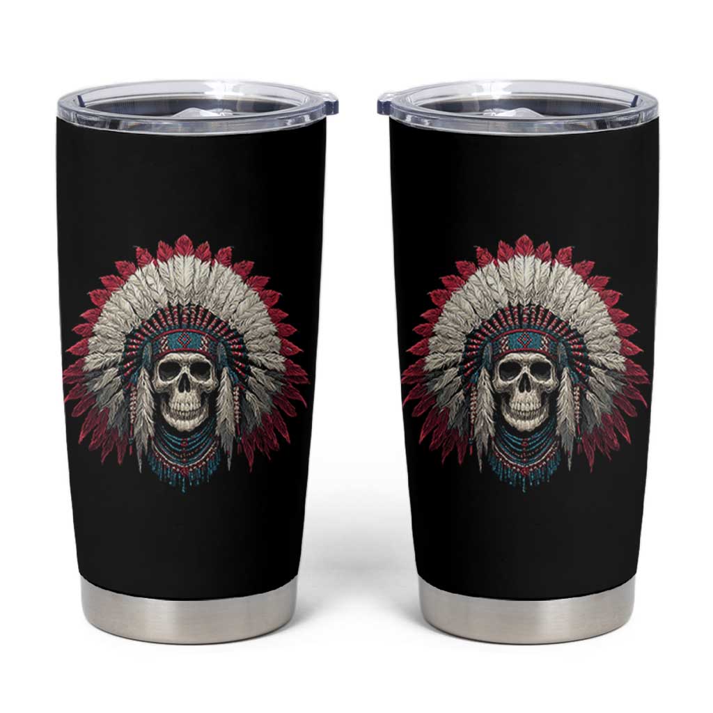 Native American Indian Chief Skull Headdress Tumbler Cup - Wonder Print Shop