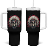 Native American Indian Chief Skull Headdress Tumbler With Handle - Wonder Print Shop