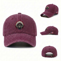 Native American Indian Chief Skull Headdress Washed Cotton Baseball Cap