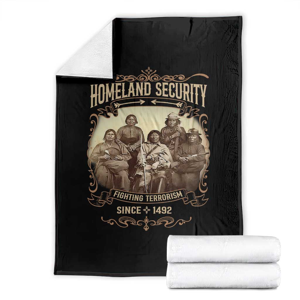 Homeland Security Fighting Terrorism Since 1492 Throw Blanket Native American History - Wonder Print Shop