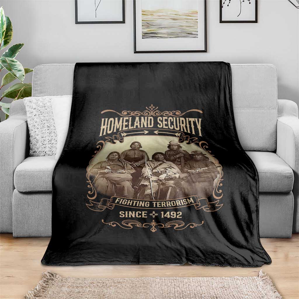 Homeland Security Fighting Terrorism Since 1492 Throw Blanket Native American History - Wonder Print Shop