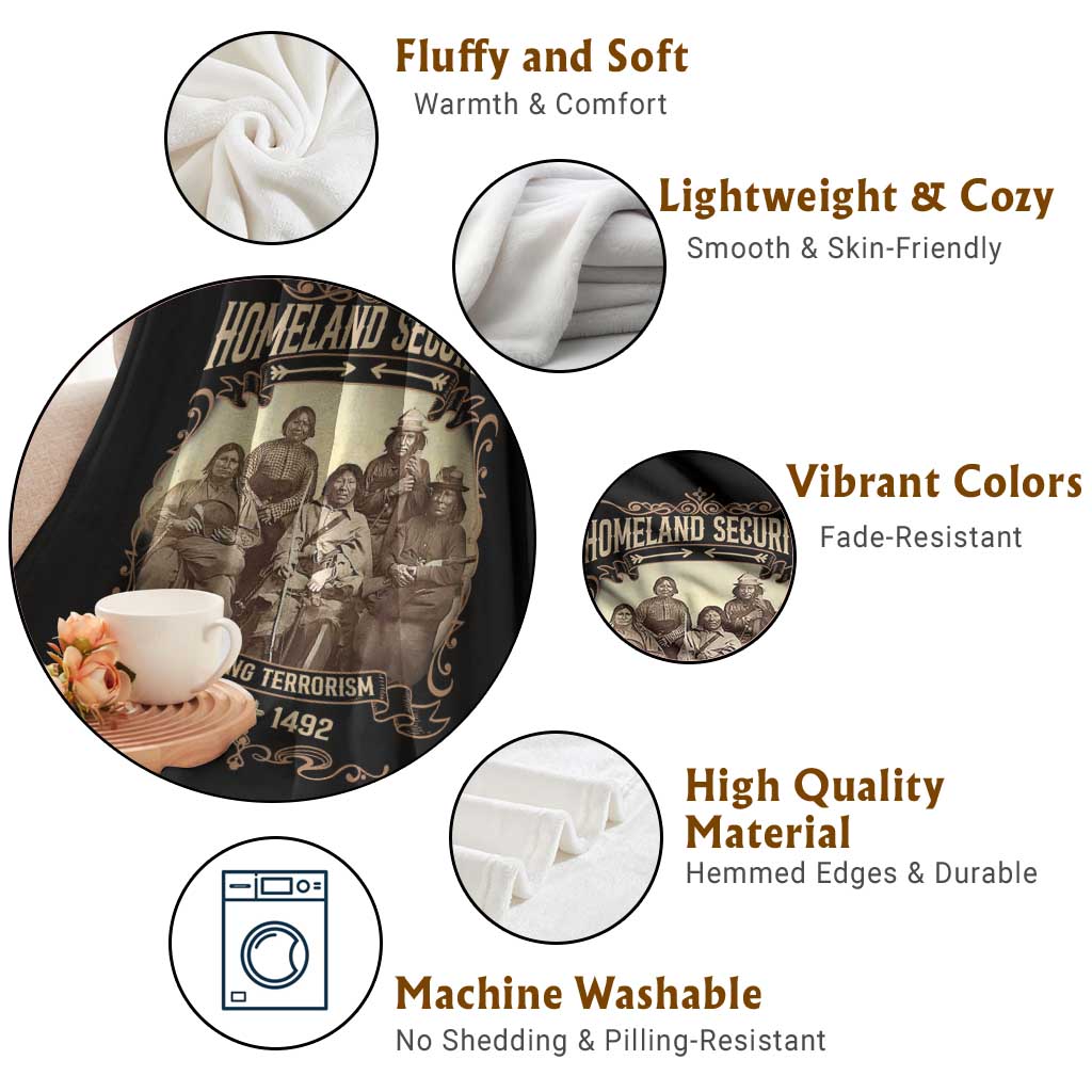 Homeland Security Fighting Terrorism Since 1492 Throw Blanket Native American History - Wonder Print Shop