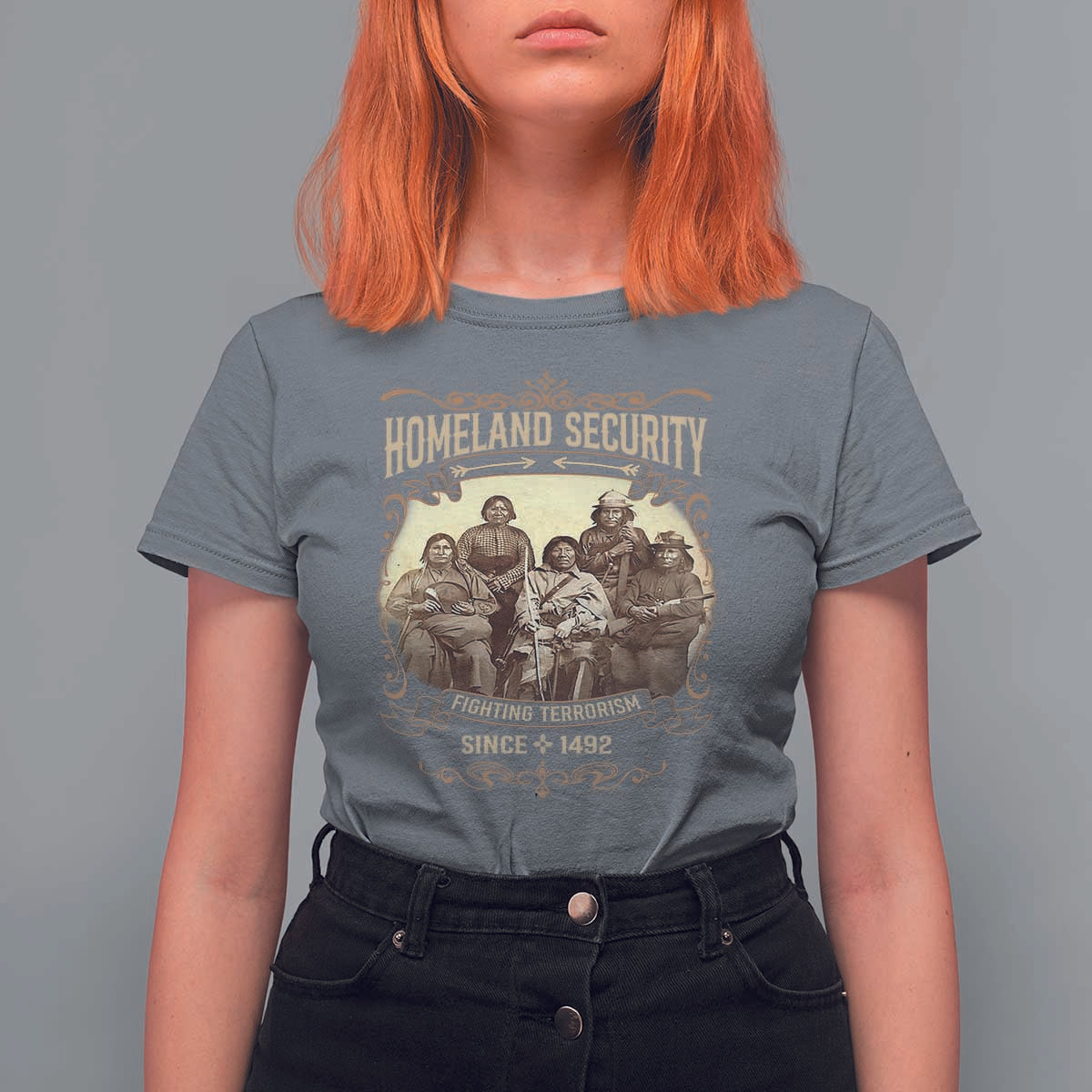 Homeland Security Fighting Terrorism Since 1492 T Shirt For Women Native American History - Wonder Print Shop