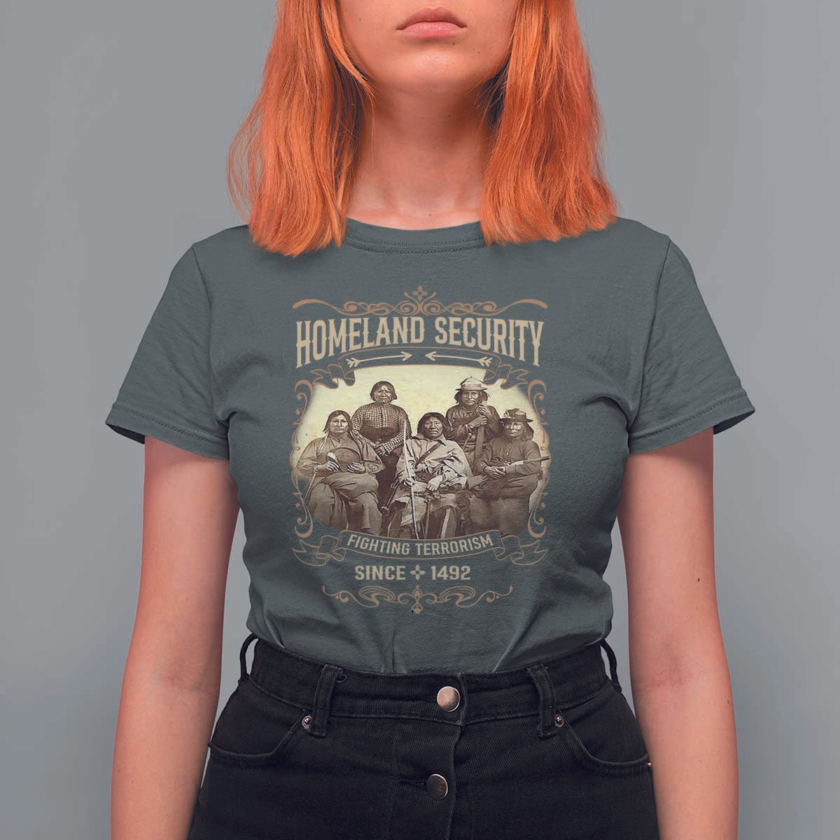 Homeland Security Fighting Terrorism Since 1492 T Shirt For Women Native American History - Wonder Print Shop