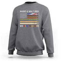 Harris Walz 2024 Sweatshirt We Rise Together Vintage American Flag - Wonder Print Shop