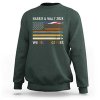 Harris Walz 2024 Sweatshirt We Rise Together Vintage American Flag - Wonder Print Shop