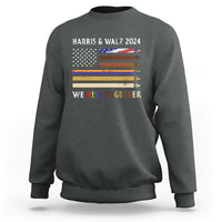 Harris Walz 2024 Sweatshirt We Rise Together Vintage American Flag - Wonder Print Shop
